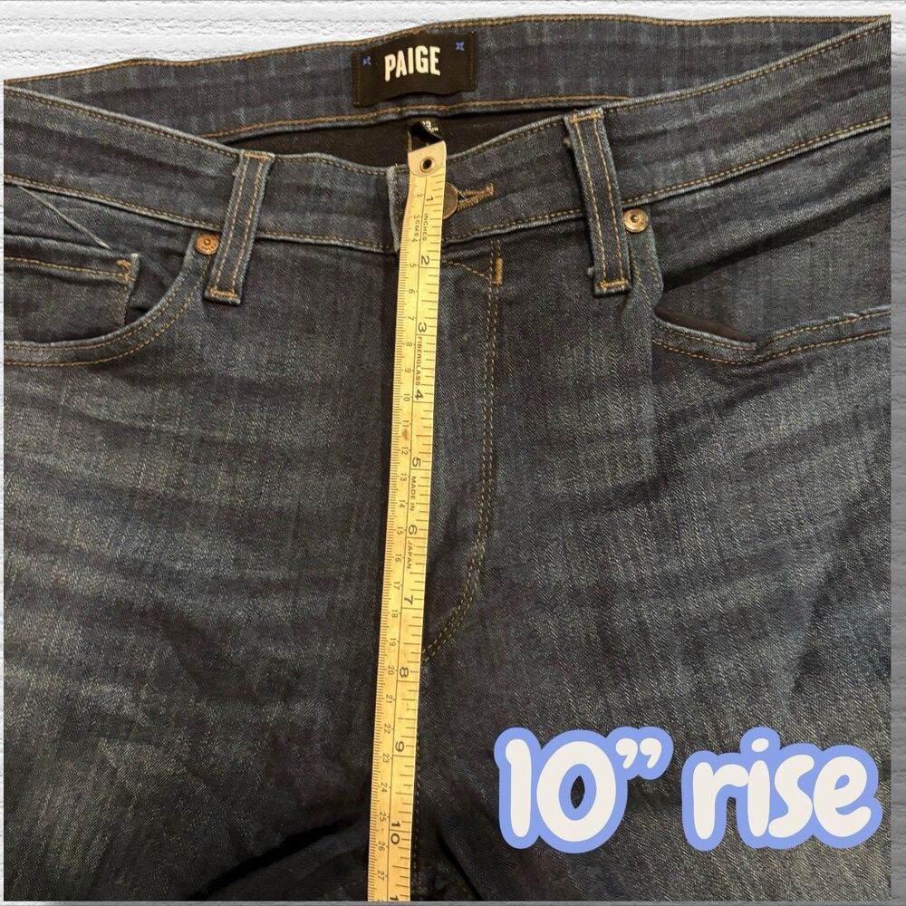 Paige Jeans Mens 33x34 Blue Dark Wash Lennox Slim Fit Straight Preppy Stretch - Picture 3 of 7
